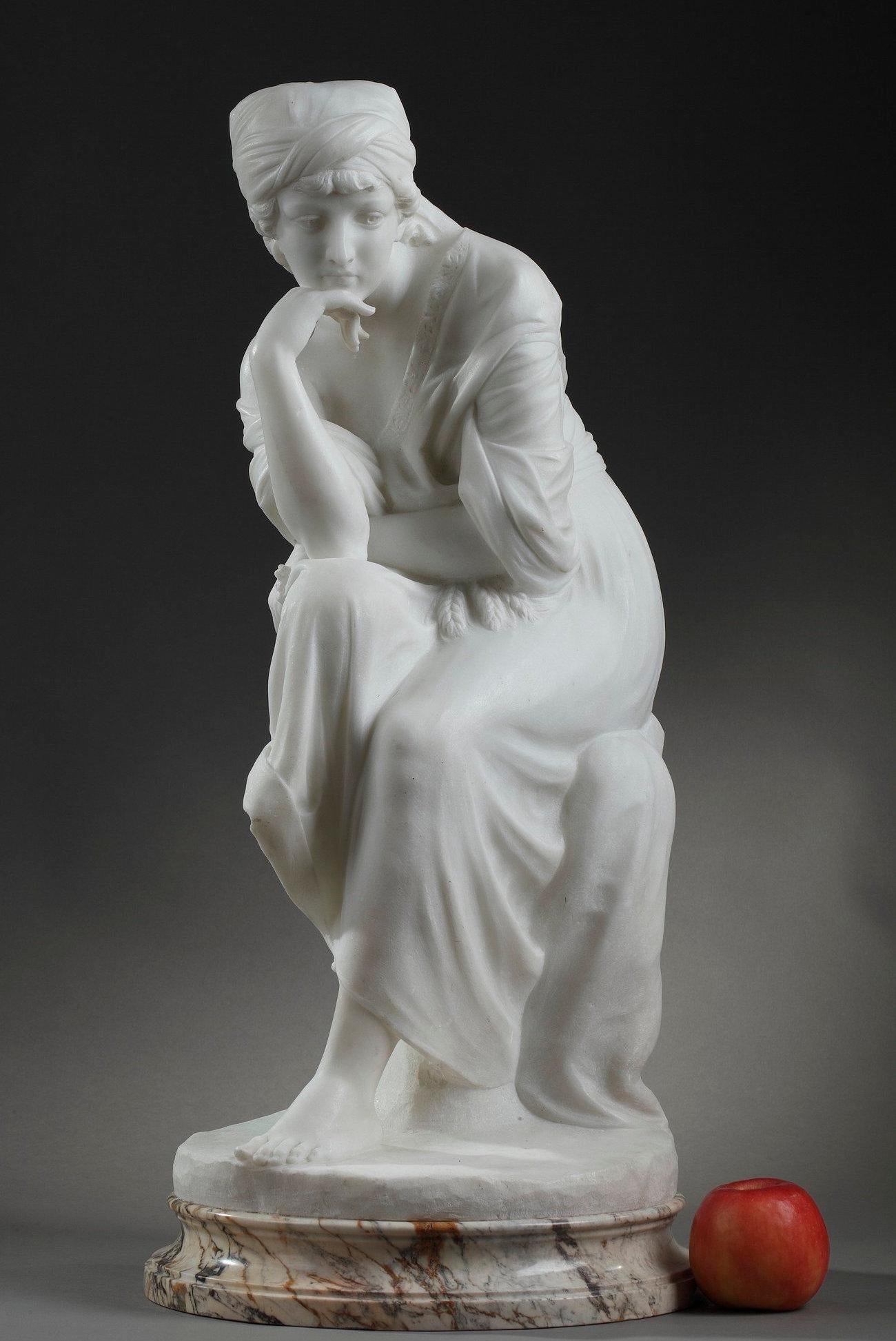 Sculpture of a young woman in white marble called 
