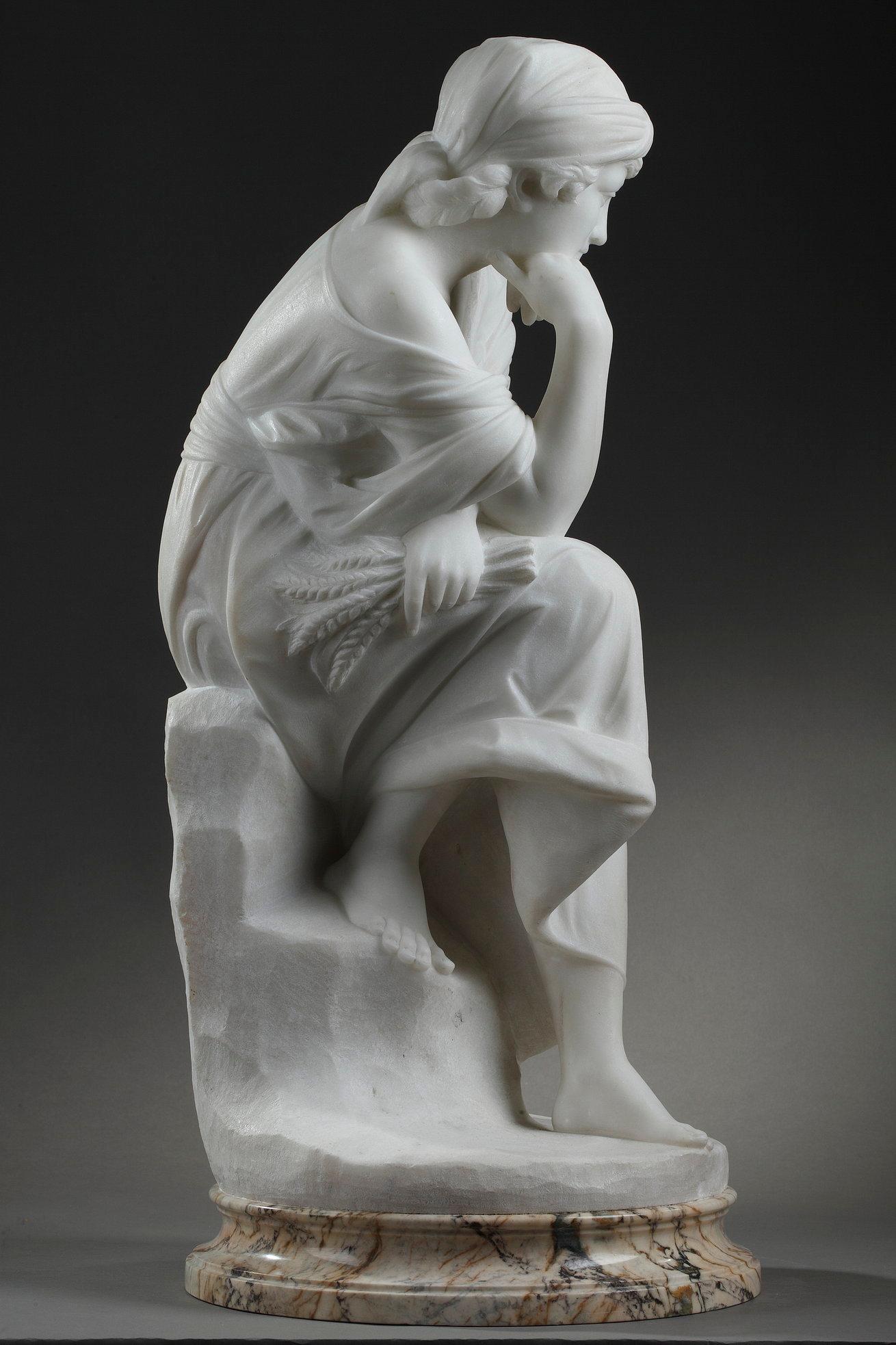 Late 19th Century Statue in White Marble 
