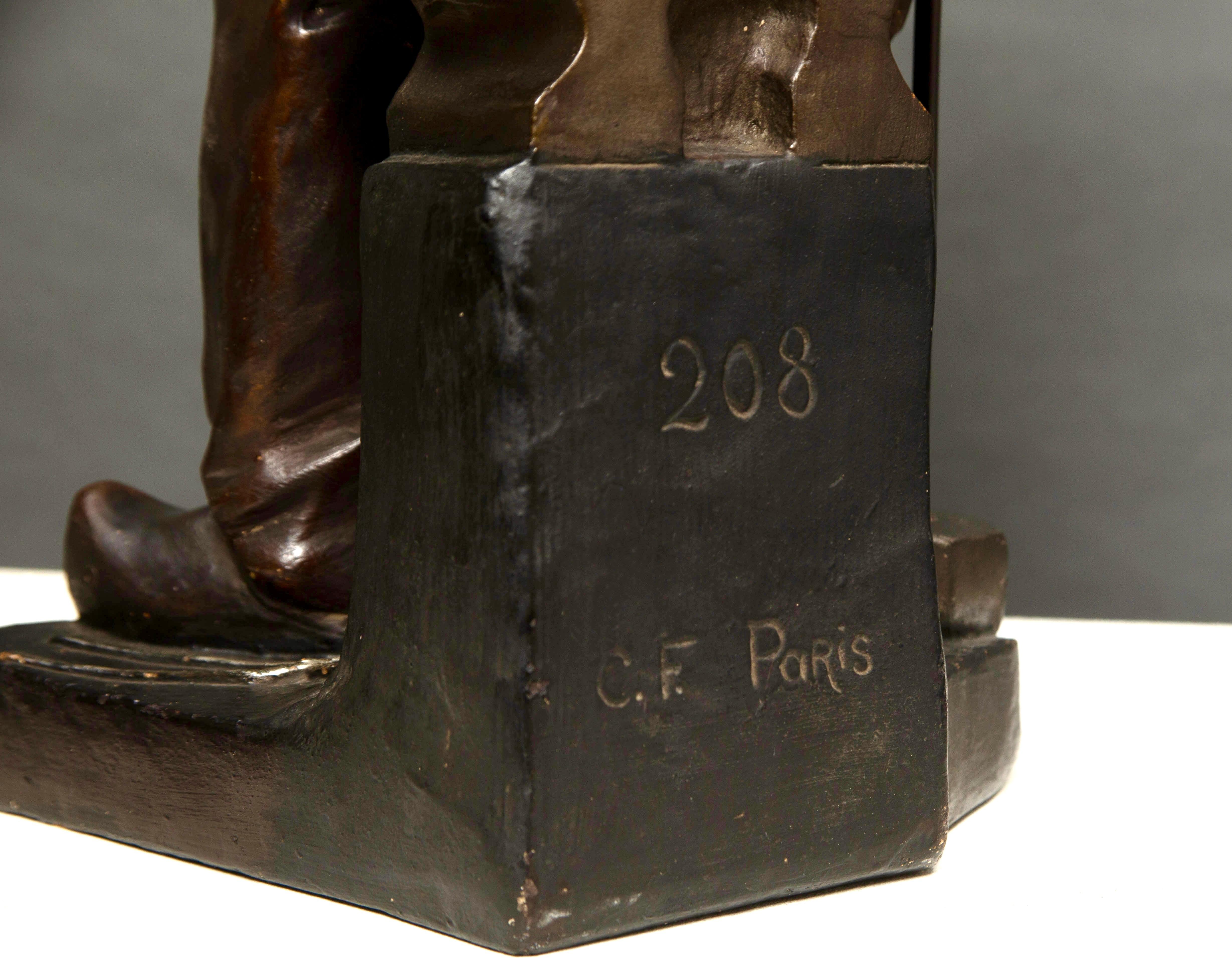 Statue eines Schmieds mit Patina aus Bronze im Zustand „Gut“ im Angebot in LA FERTÉ-SOUS-JOUARRE, FR
