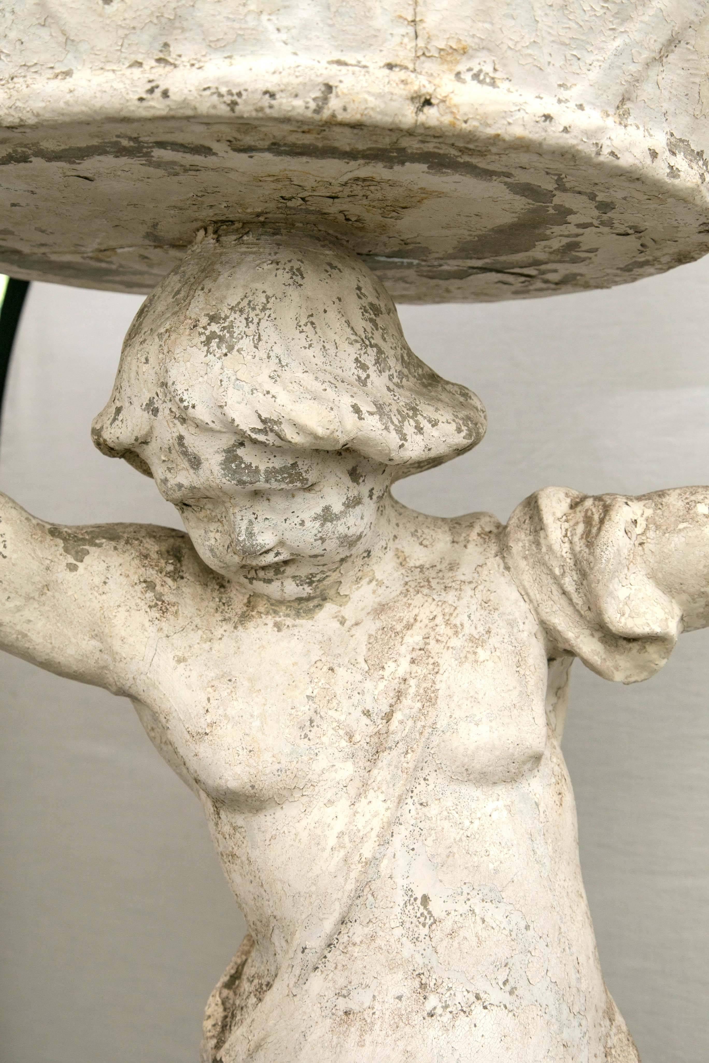 20th Century Statue of a Boy Holding a Planter Basket For Sale