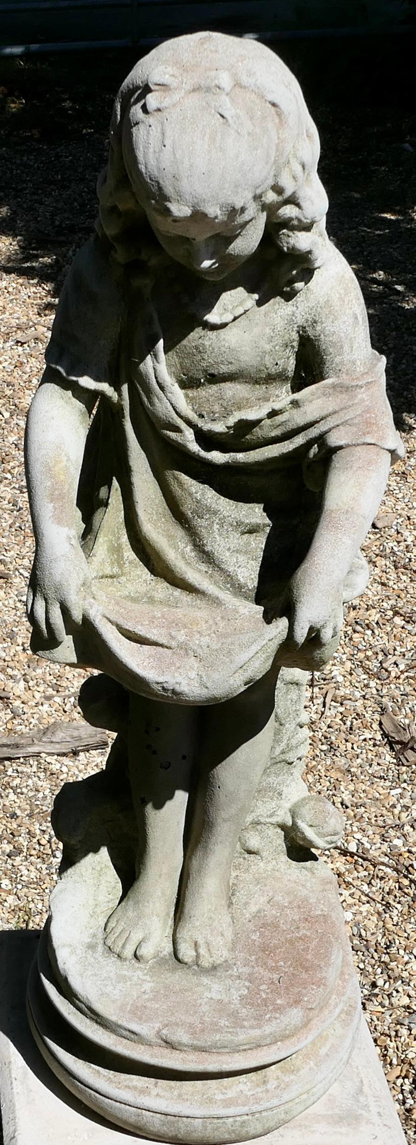 Folk Art Statue of a Girl Holding Out her Apron    For Sale