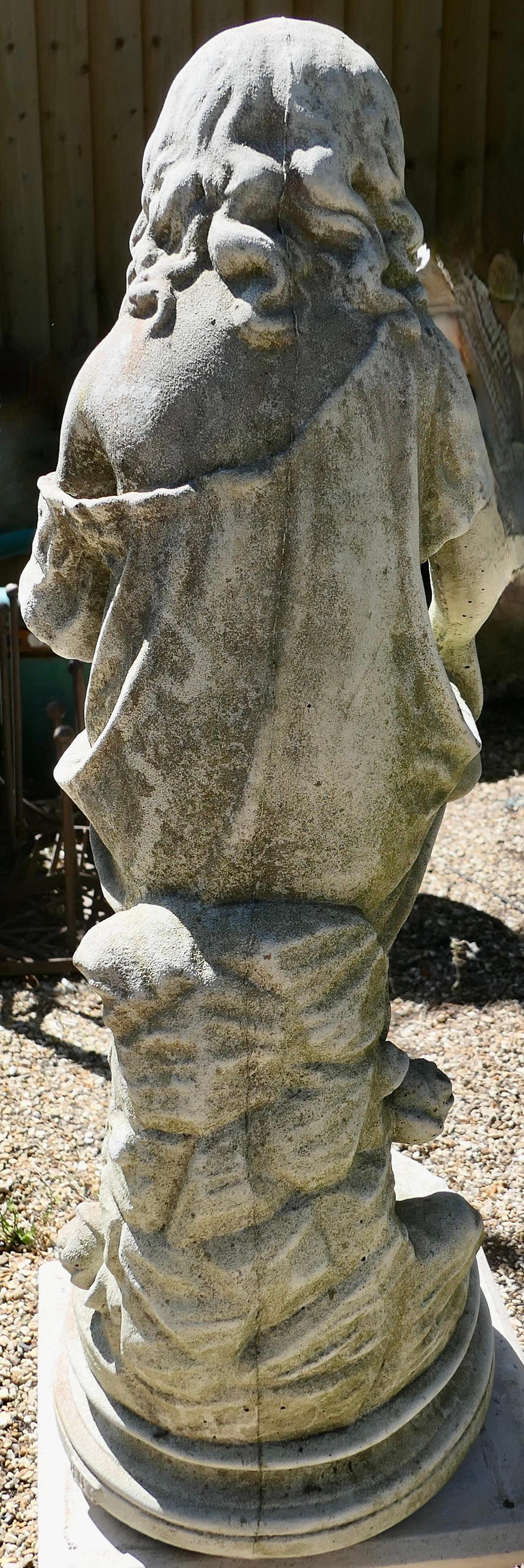 Cast Stone Statue of a Girl Holding Out her Apron    For Sale