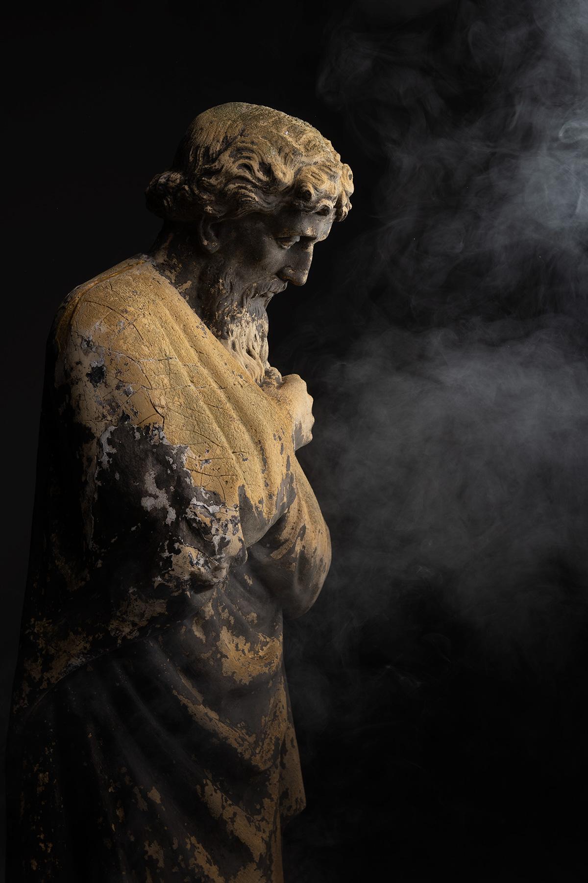Statue of a Saint, France, circa 1870

Cast plaster sculpture of a saint, weathered surface

Measures 15.5”w x 13”d x 49.5”h.