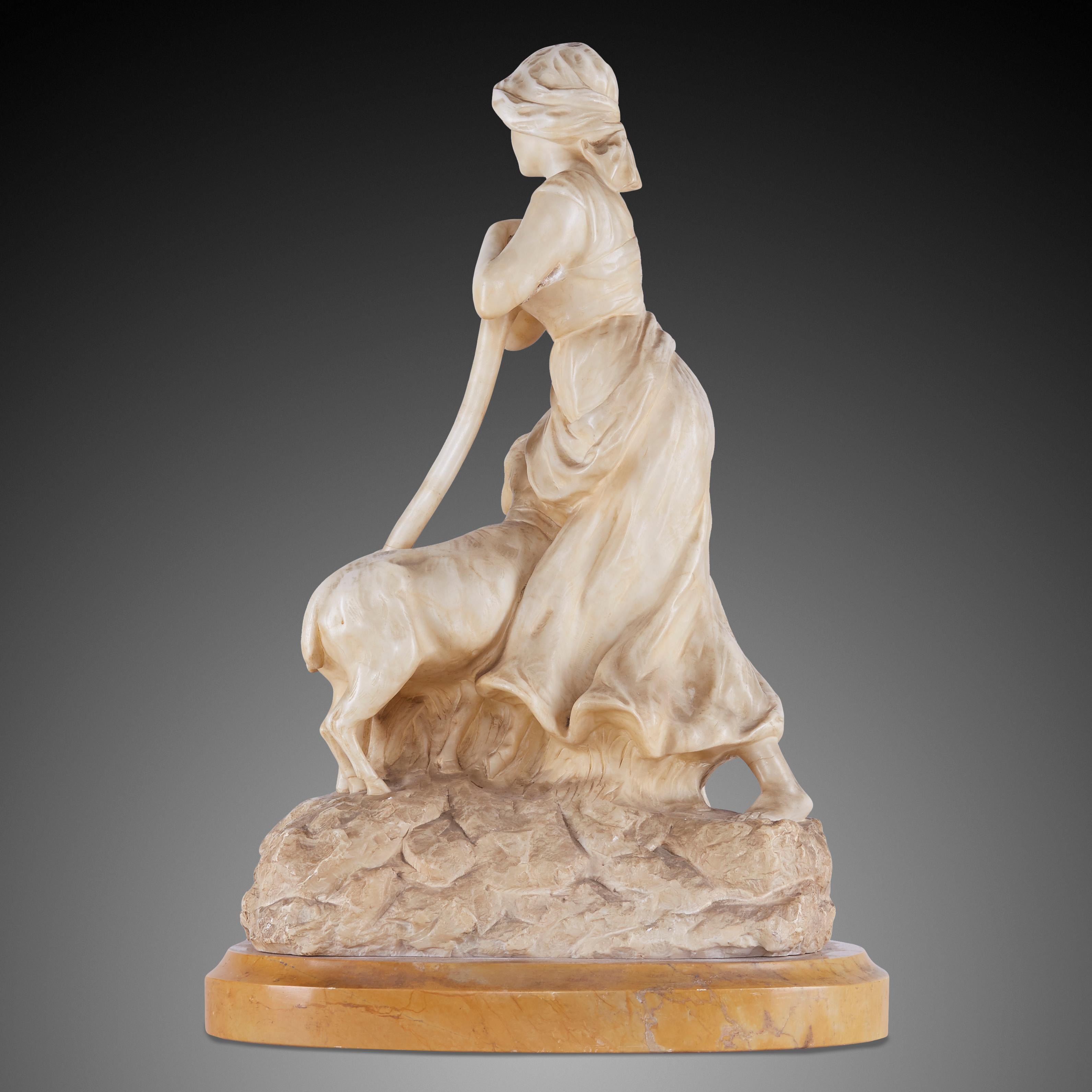 19th Century Statue of a Shepherd Girl Made from Marble For Sale