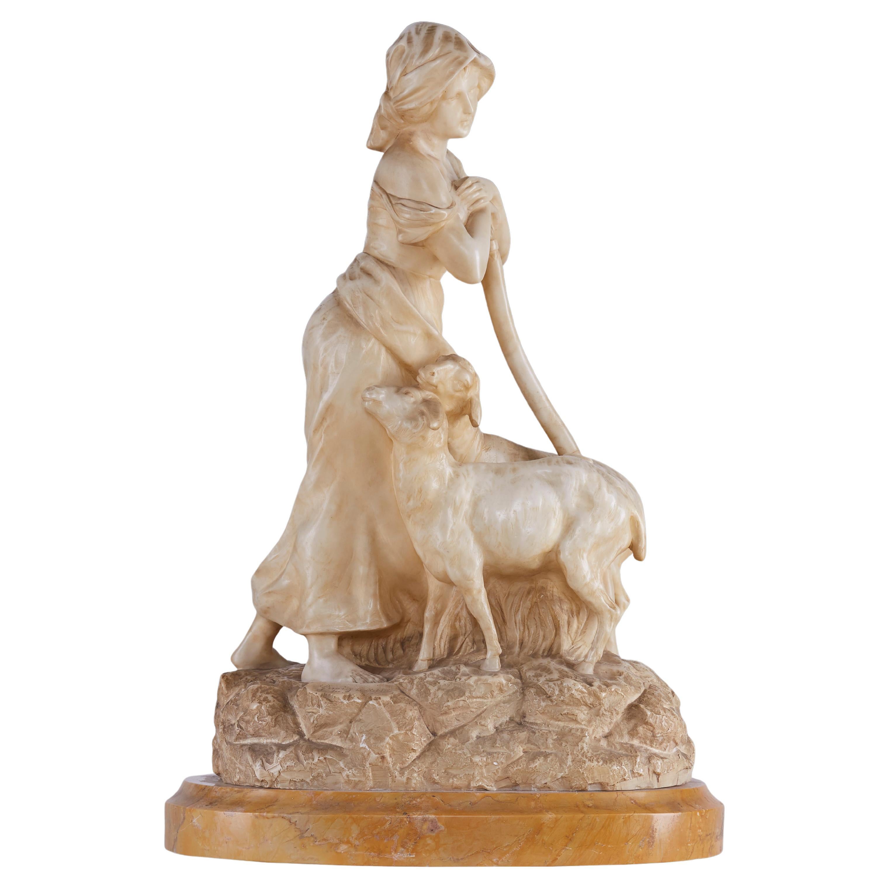Statue d'une jeune fille de berger fabriquée en marbre