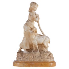 Antique Statue of a Shepherd Girl Made from Marble