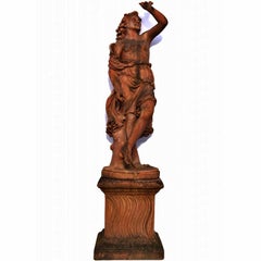 "STATUA DELL'ABBONDANZA IN TERRACOTTA TOSCANA CON BASE inizio 20° secolo H. H. 200cm