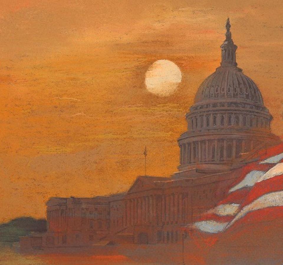 „Statue of Freedom“ von Tom Lydon, Original Chalk auf Papier, 1991 im Angebot 3