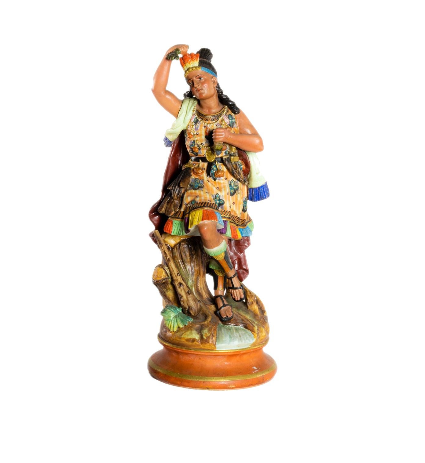 Statua di guerriero inca di Montereau Faïenceries, (XIX secolo) in vendita 1