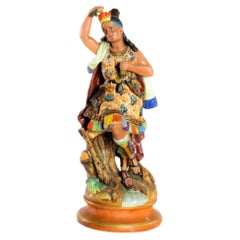 Statue Of Inca Warrior By Montereau Faïenceries, (19th Century)