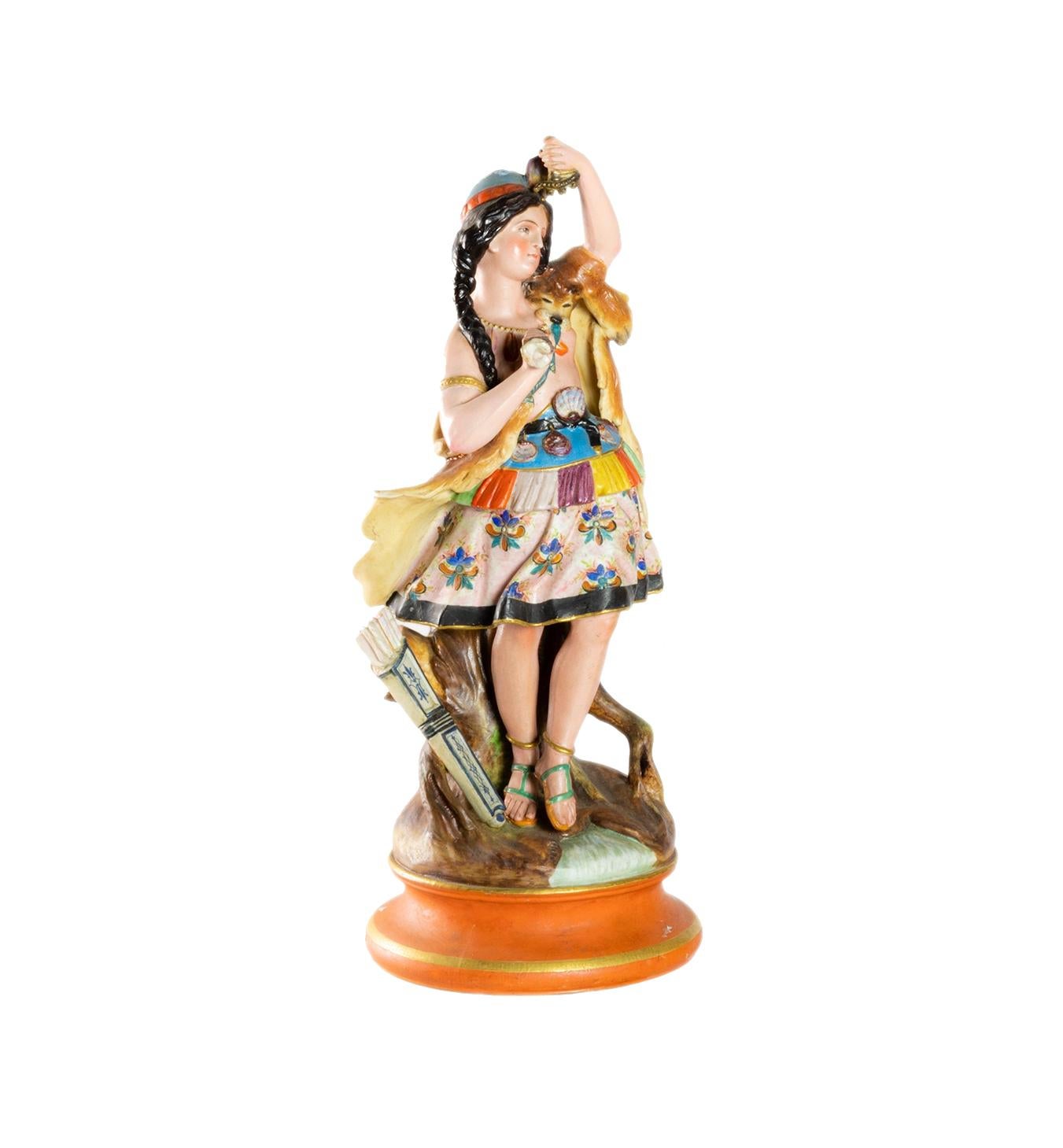 Cotto Statua di donna inca di Montereau Faïenceries, (XIX secolo) in vendita