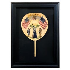 Statue of Liberty Patriotic Printed Paddle Fan, Early 20th Century