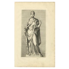 Antique Statue of Roman Empress Agrippina in Rome, Etching on Paper, 1660