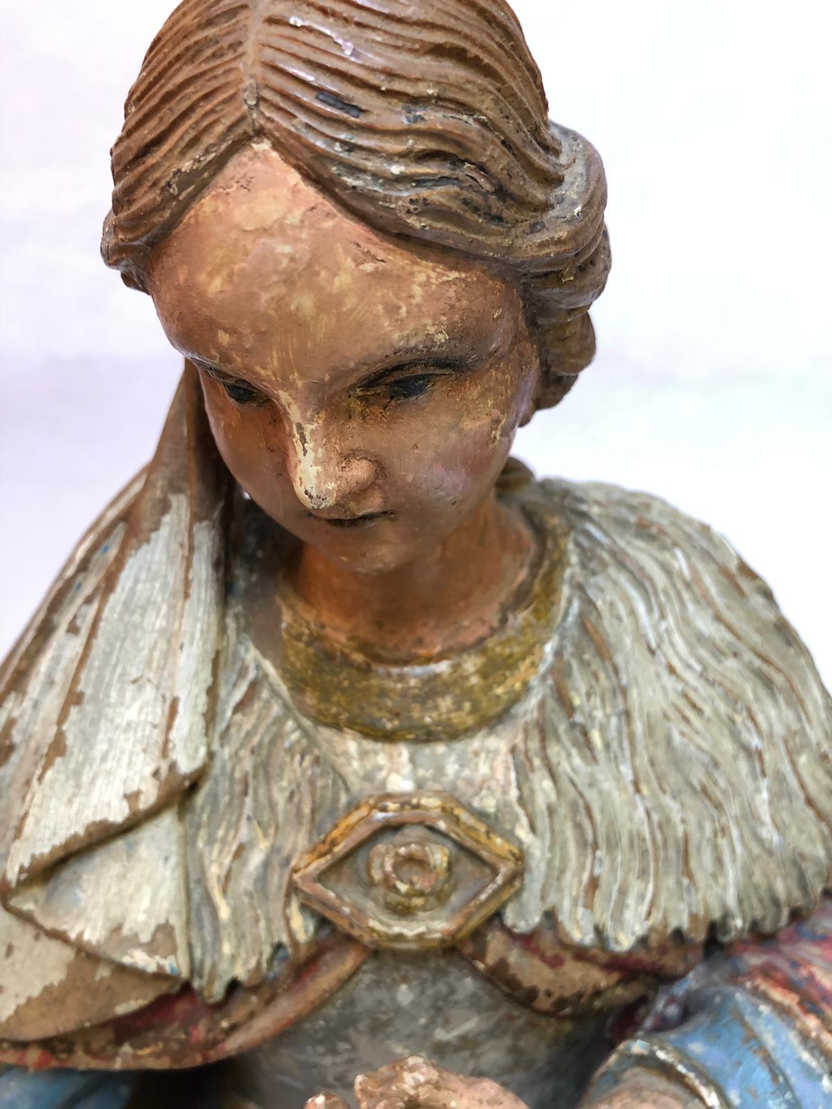 Polychrome Statue of Saint,  19th, Church Decoration In Good Condition For Sale In Brussels, BE