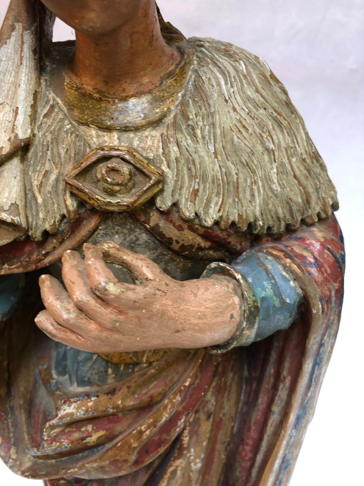 19th Century Polychrome Statue of Saint,  19th, Church Decoration For Sale