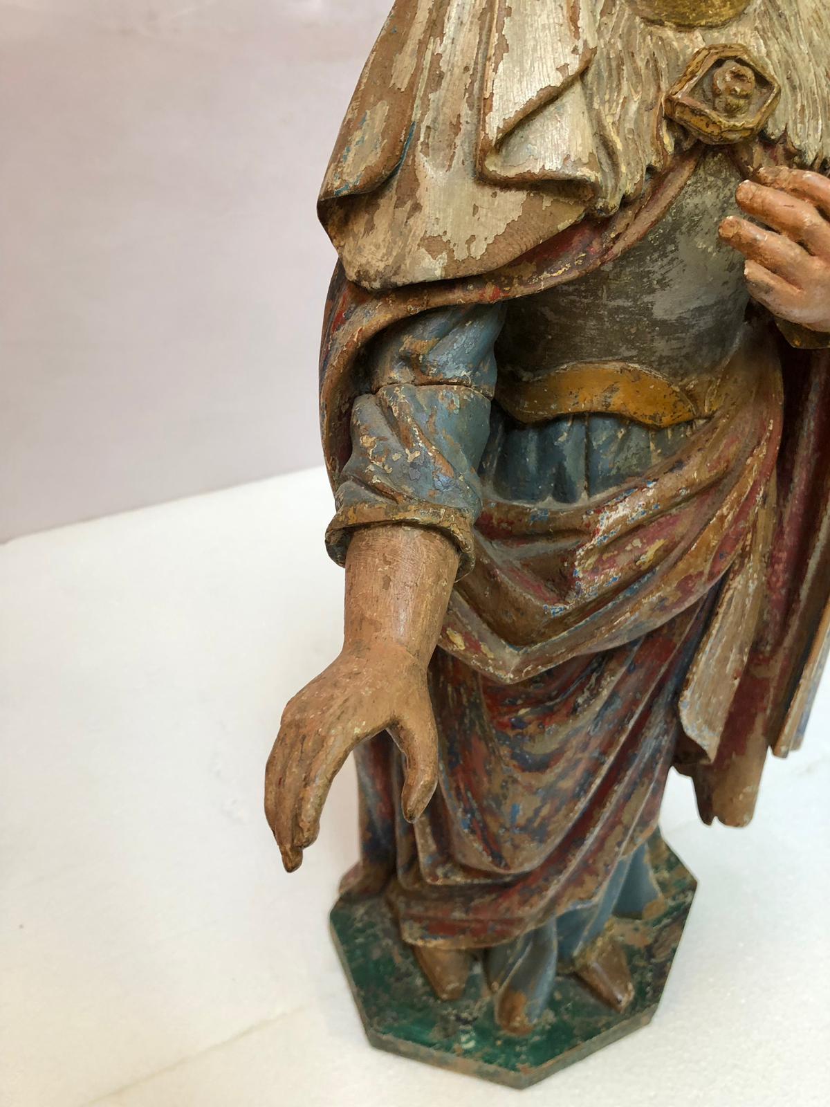 Polychrome Statue of Saint,  19th, Church Decoration For Sale 1