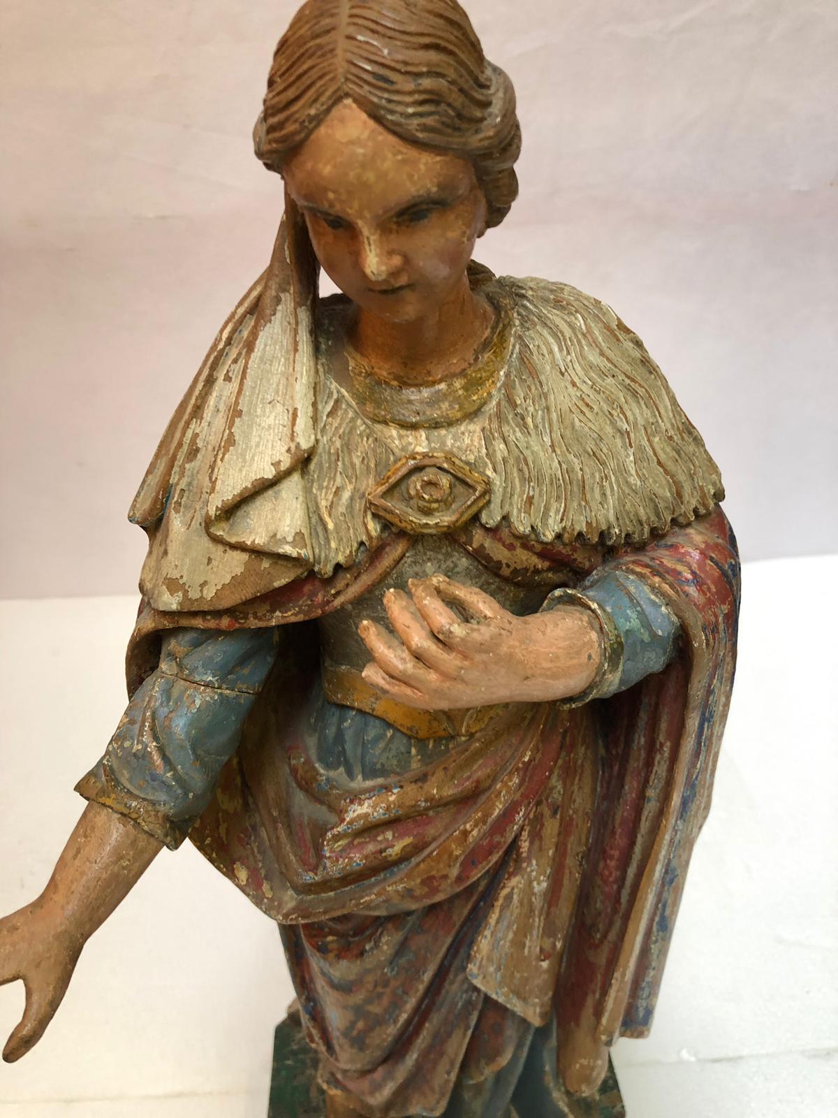 Polychrome Statue of Saint,  19th, Church Decoration For Sale 5