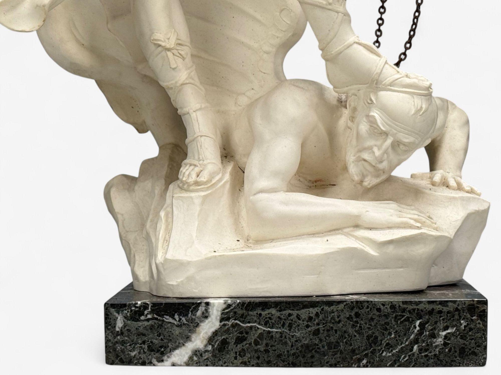 Statue of Saint Michael the Archangel, Composite, Marble Base, Italy, 20th c. For Sale 4