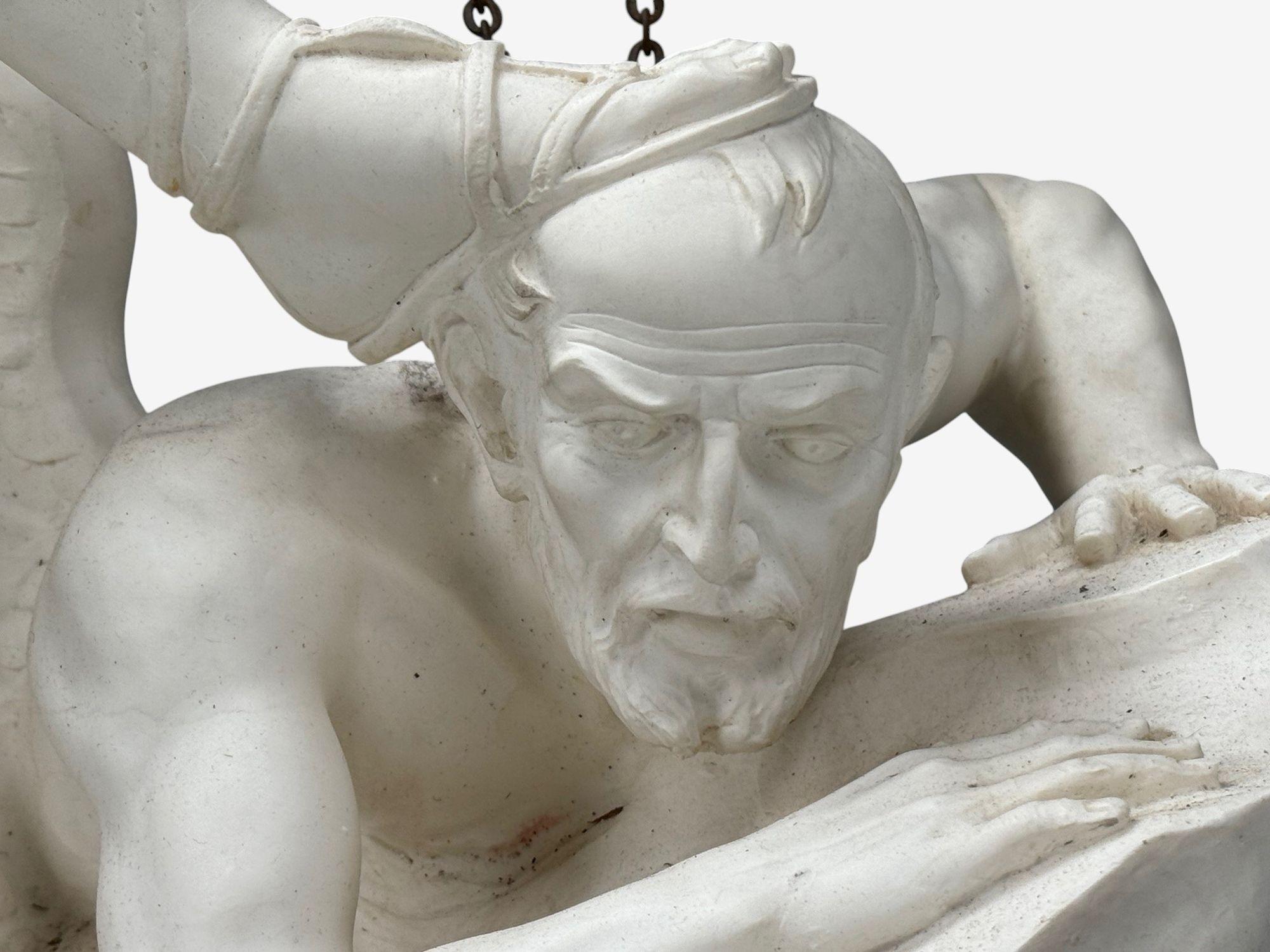 Statue of Saint Michael the Archangel, Composite, Marble Base, Italy, 20th c. For Sale 5