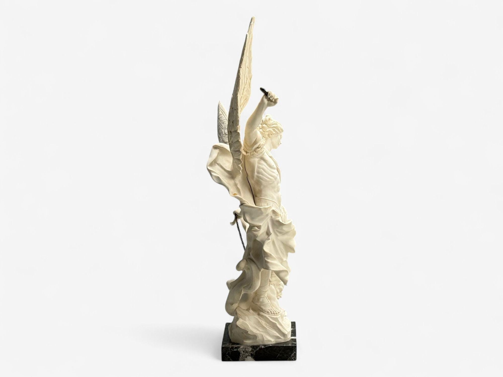 Statue of Saint Michael the Archangel, Composite, Marble Base, Italy, 20th c. For Sale 10