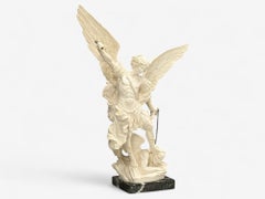 Statue of Saint Michael the Archangel, Composite, Marble Base, Italy, 20th c.