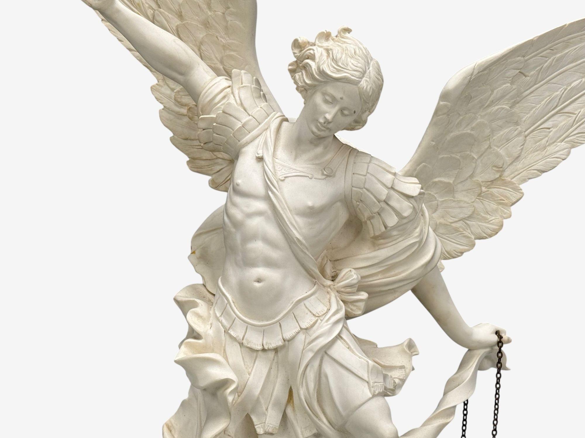 Composition Statue of Saint Michael the Archangel, Composite, Marble Base, Italy, 20th c. For Sale