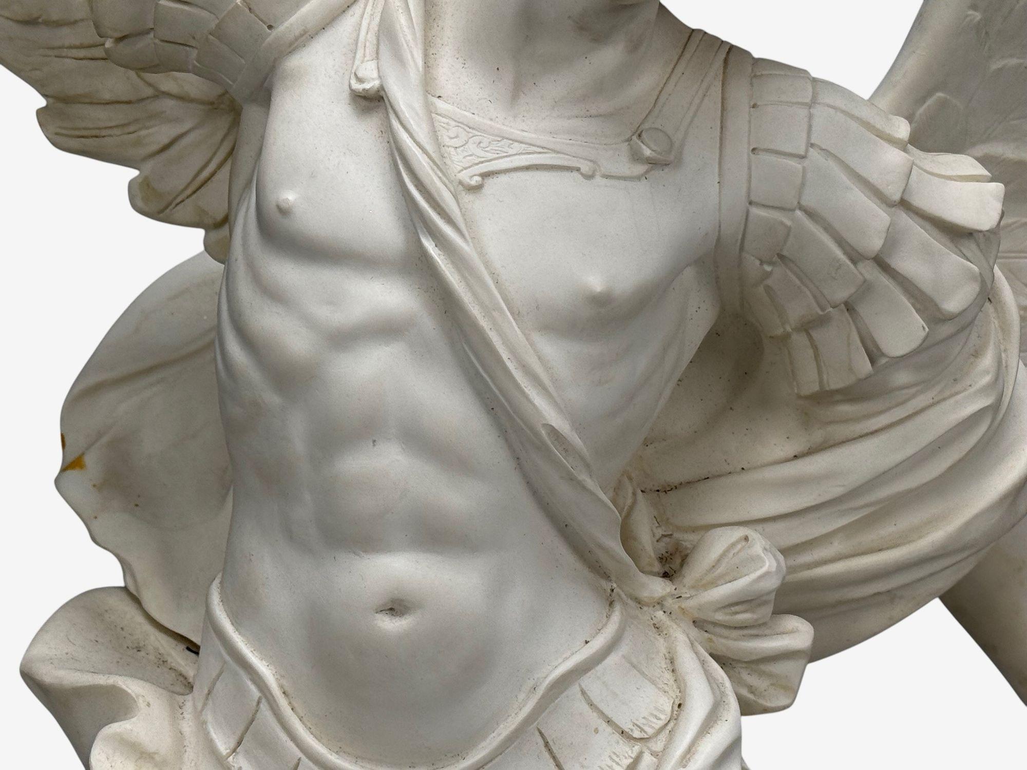 Statue of Saint Michael the Archangel, Composite, Marble Base, Italy, 20th c. For Sale 1