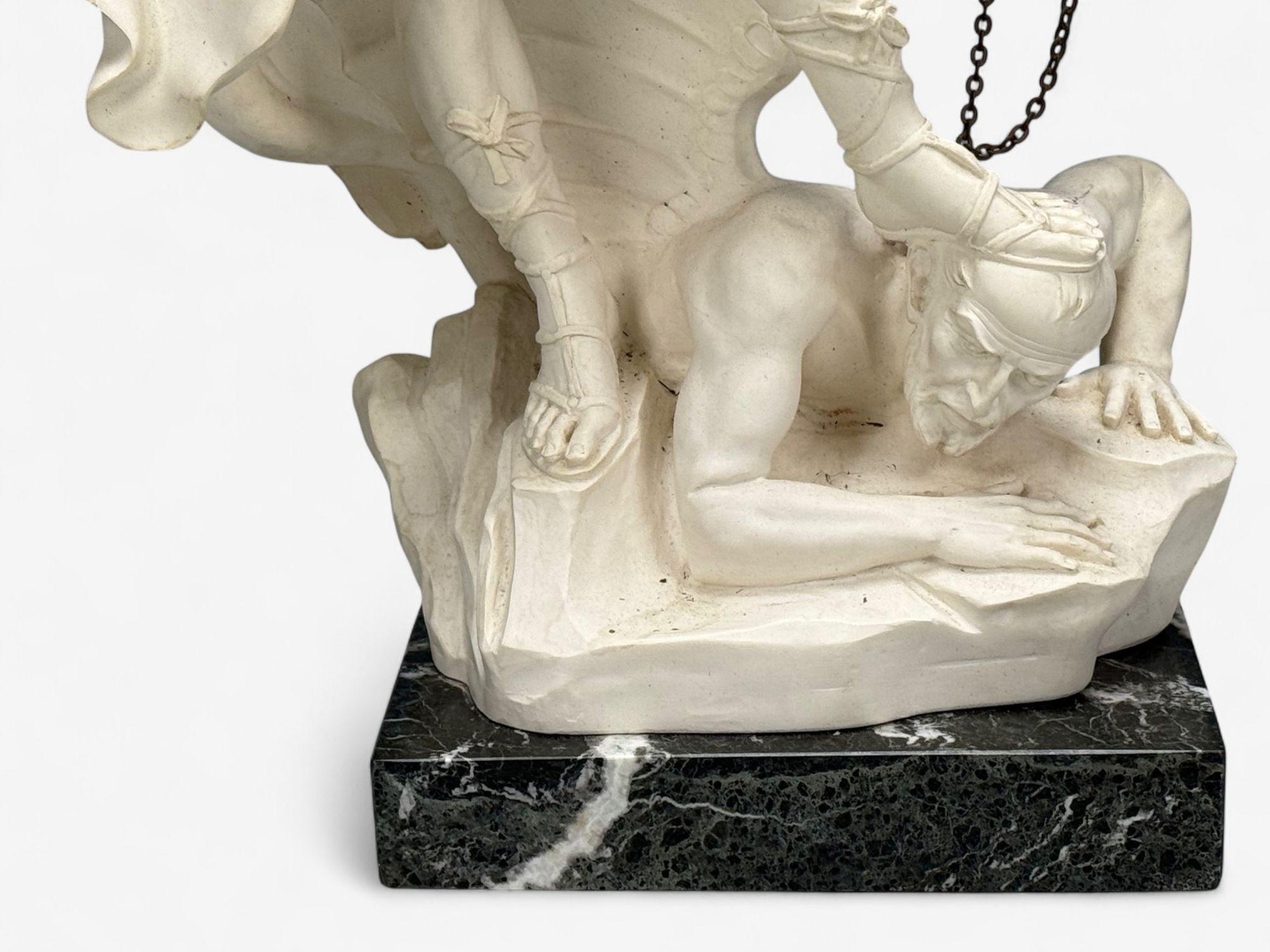 Statue of Saint Michael the Archangel, Composite, Marble Base, Italy, 20th c. For Sale 3
