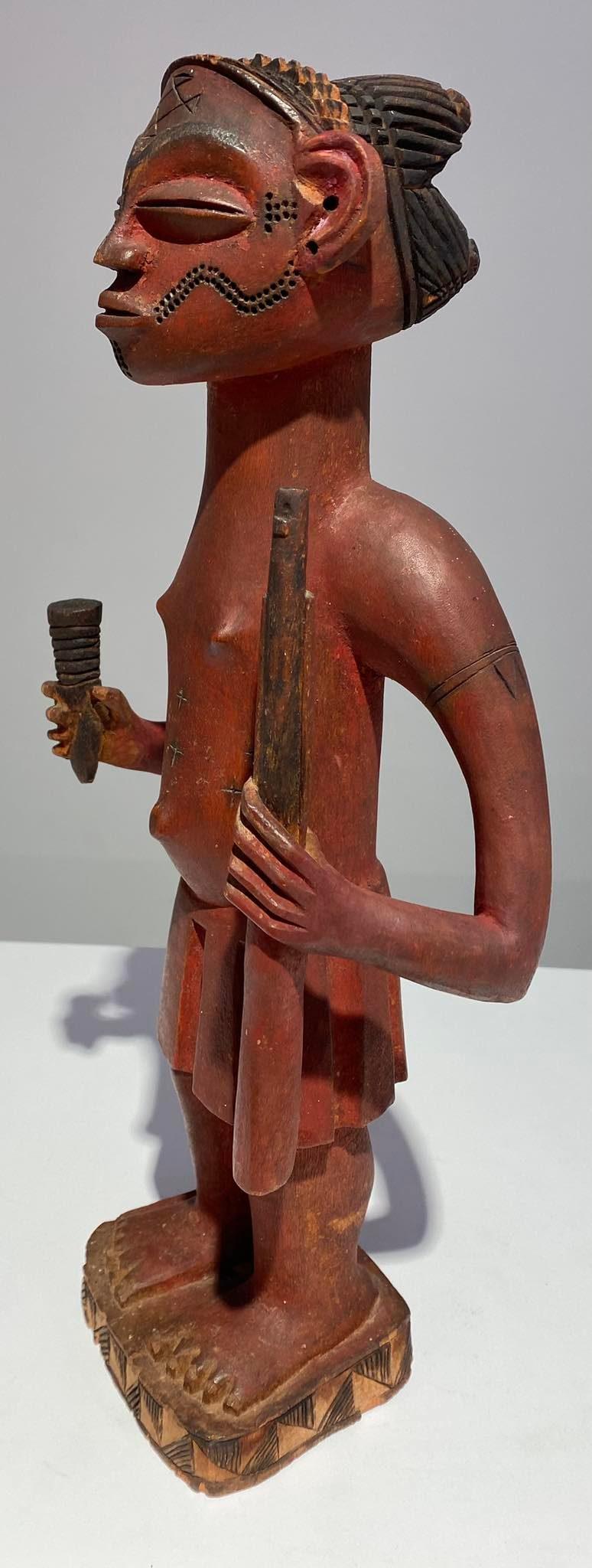 Metal Statue Of The Tshokwe / Chokwe Tribe -Dr Congo African Art Angola - Early 20th C For Sale