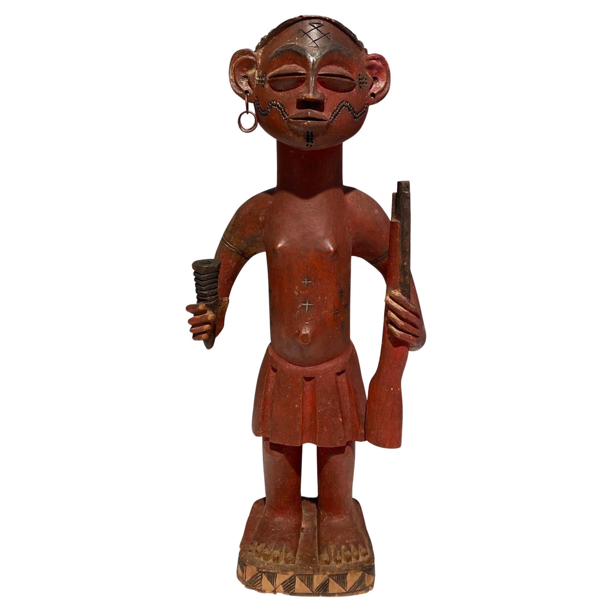 Statue Of The Tshokwe / Chokwe Tribe -Dr Congo African Art Angola - Early 20th C For Sale