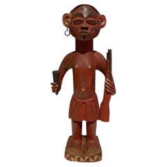 Antique Statue Of The Tshokwe / Chokwe Tribe -Dr Congo African Art Angola - Early 20th C
