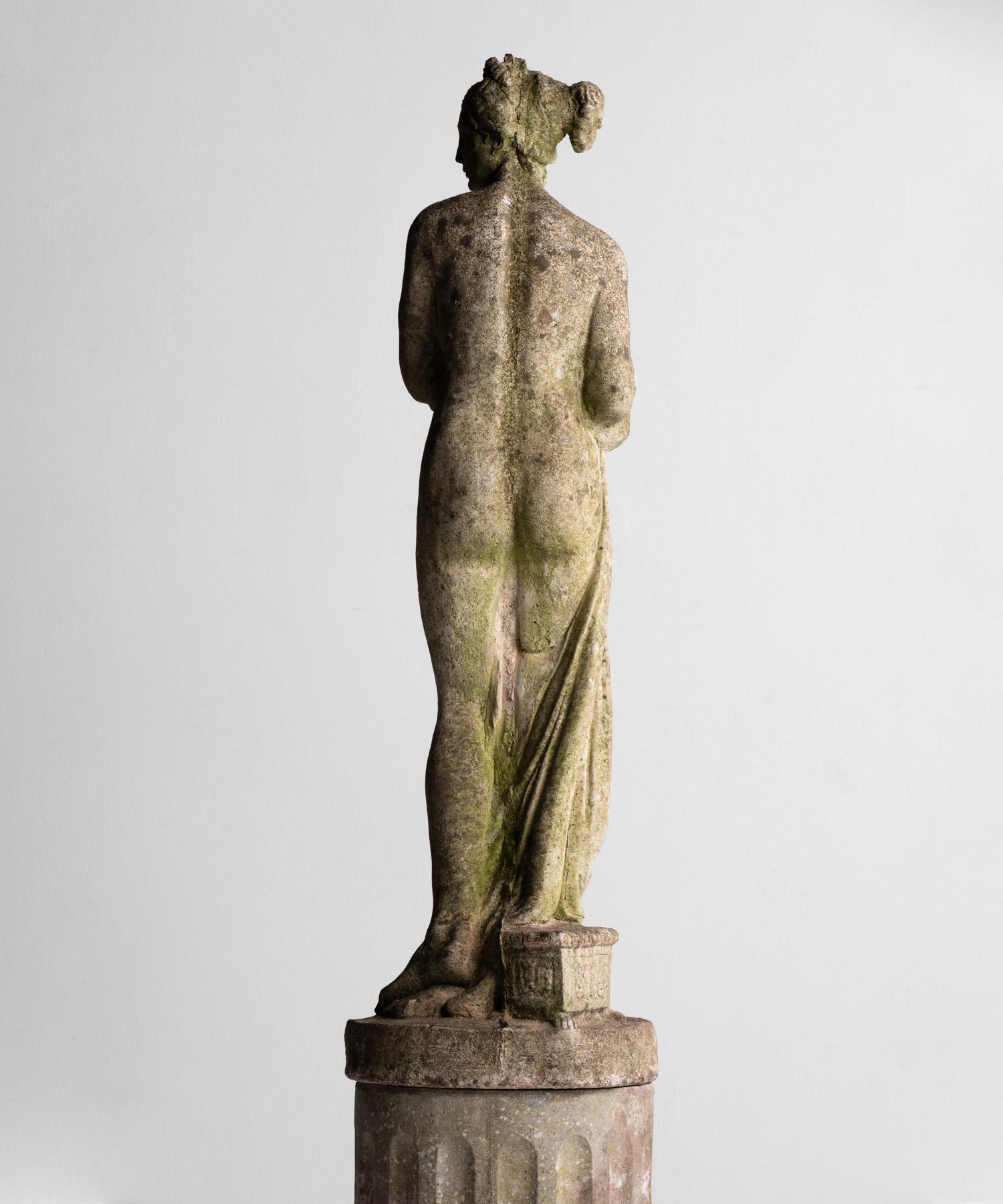 British Statue of Venus with Pedestal, England, circa 1950