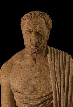 Statue sculpture life size antique old Roman Greek stone reclaimed carving decor