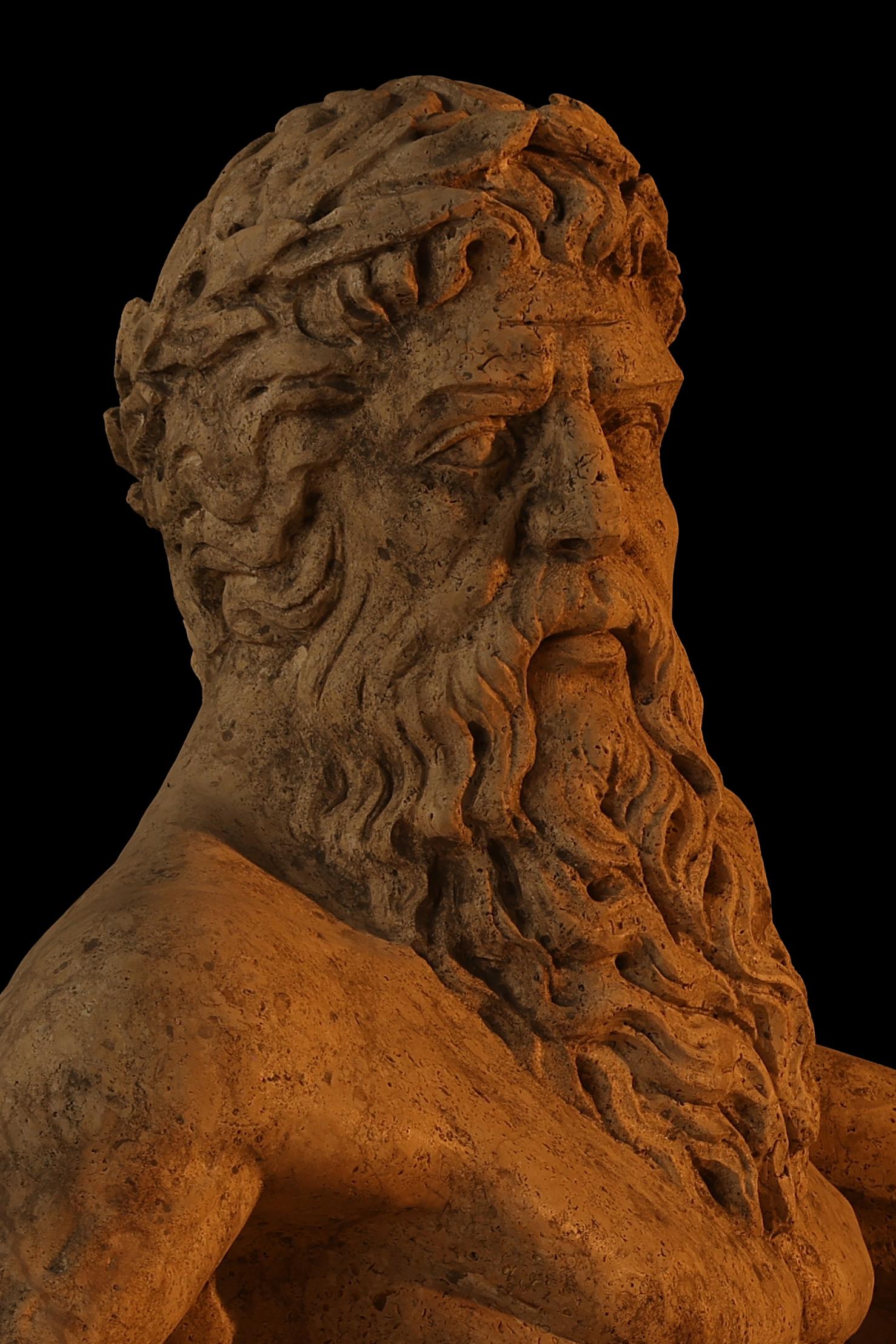 Rustic Statue sculpture life size antique old Roman Greek stone reclaimed carving decor For Sale