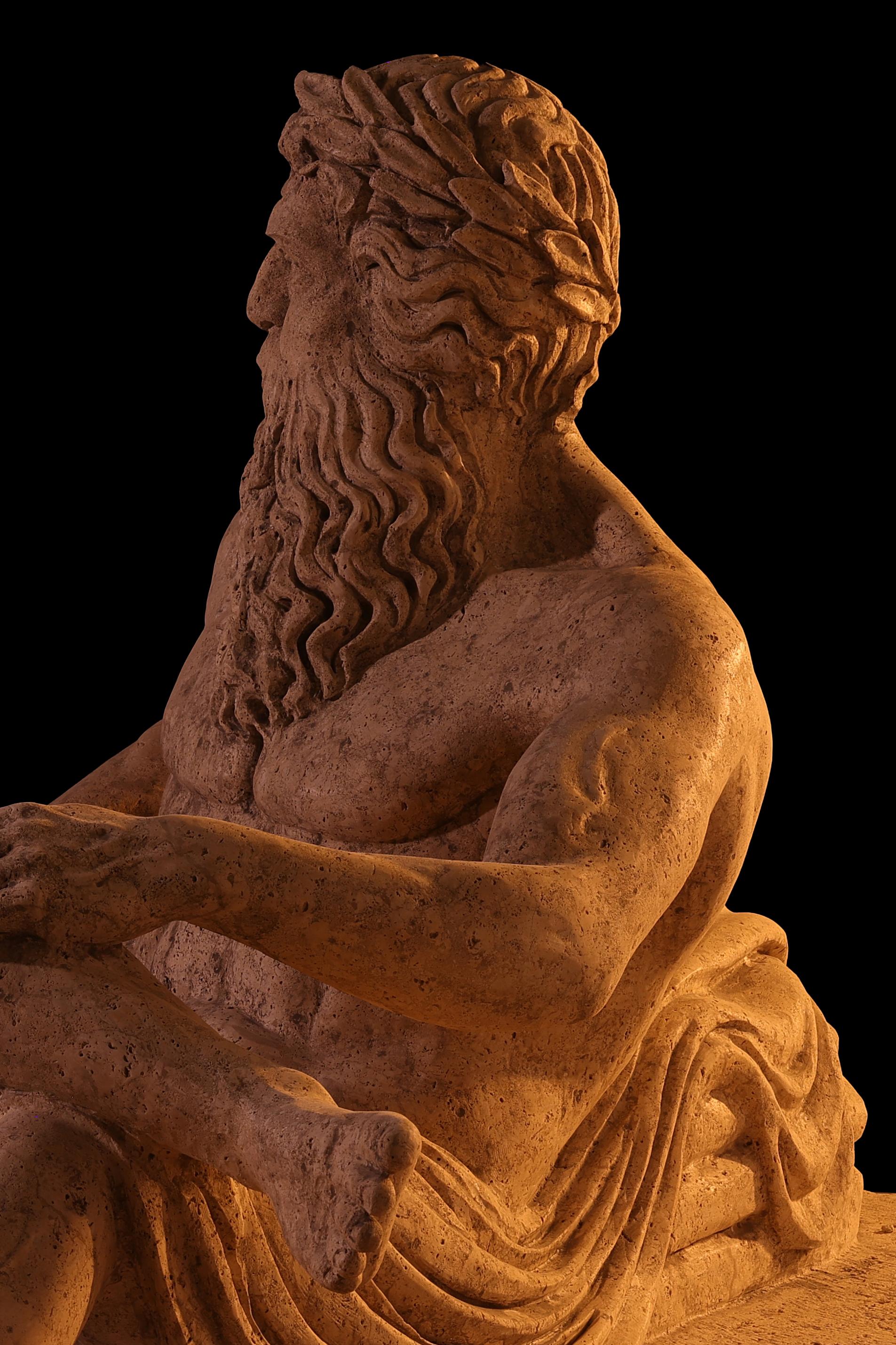 French Statue sculpture life size antique old Roman Greek stone reclaimed carving decor For Sale