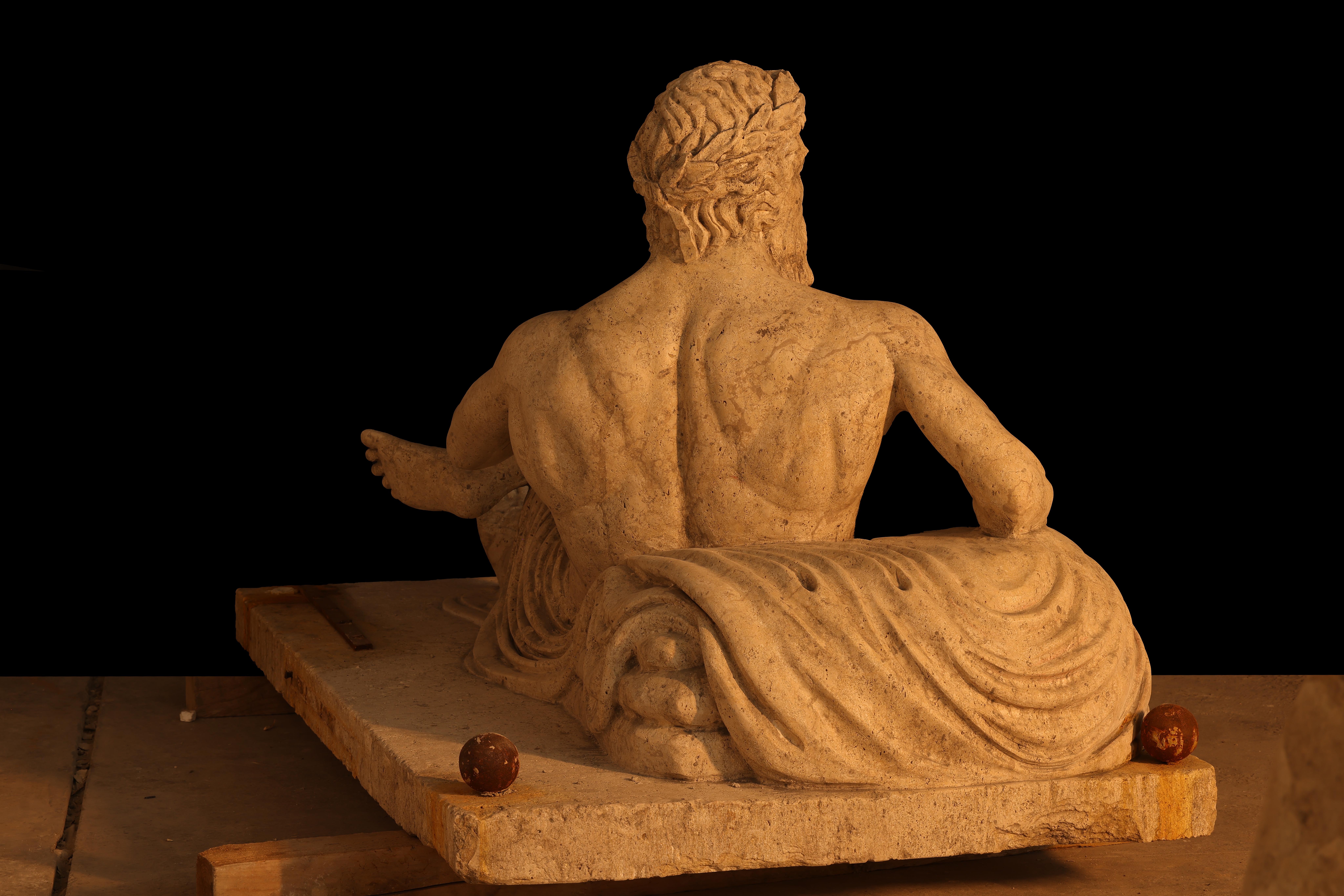 18th Century Statue sculpture life size antique old Roman Greek stone reclaimed carving decor For Sale