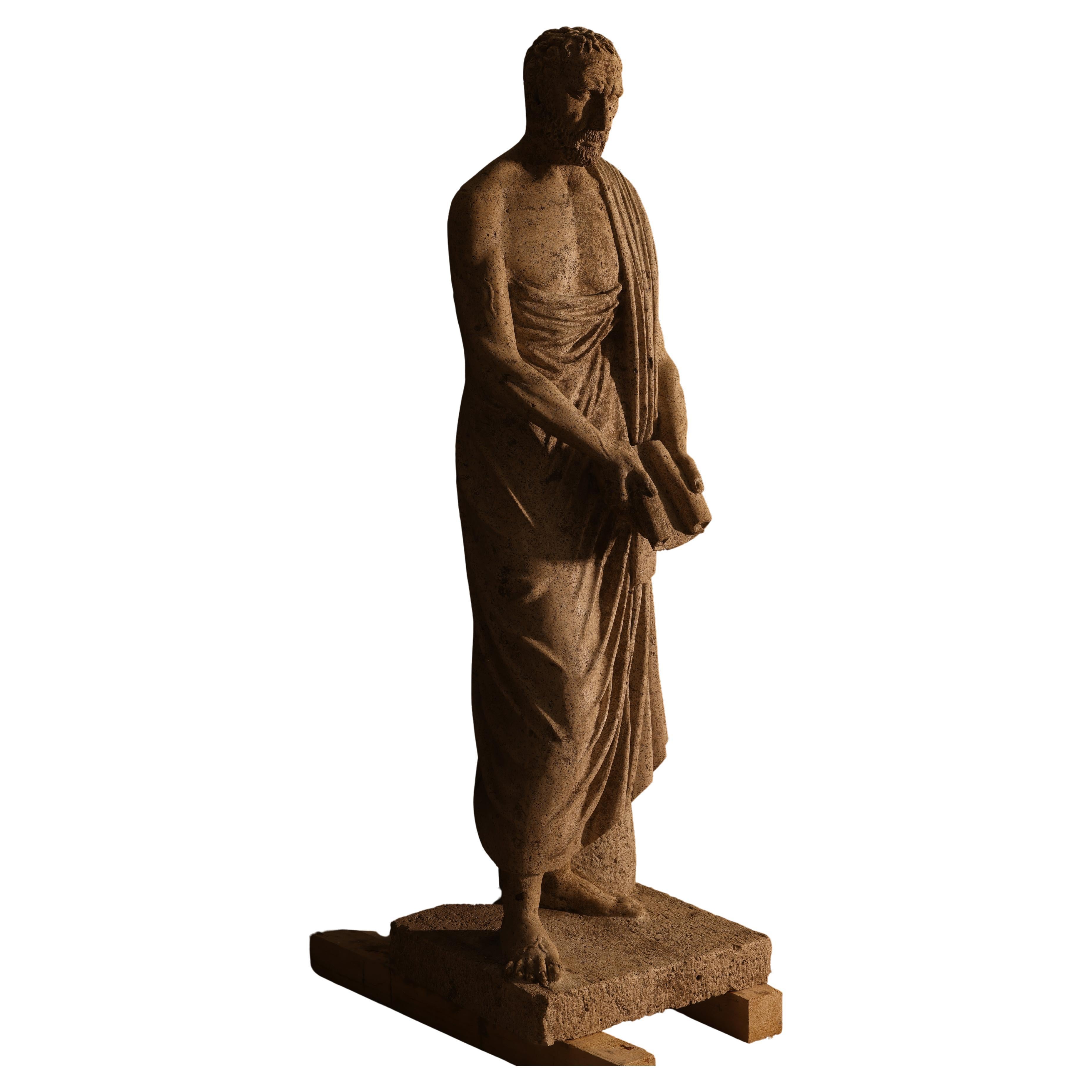 Statue sculpture life size antique old Roman Greek stone reclaimed carving decor