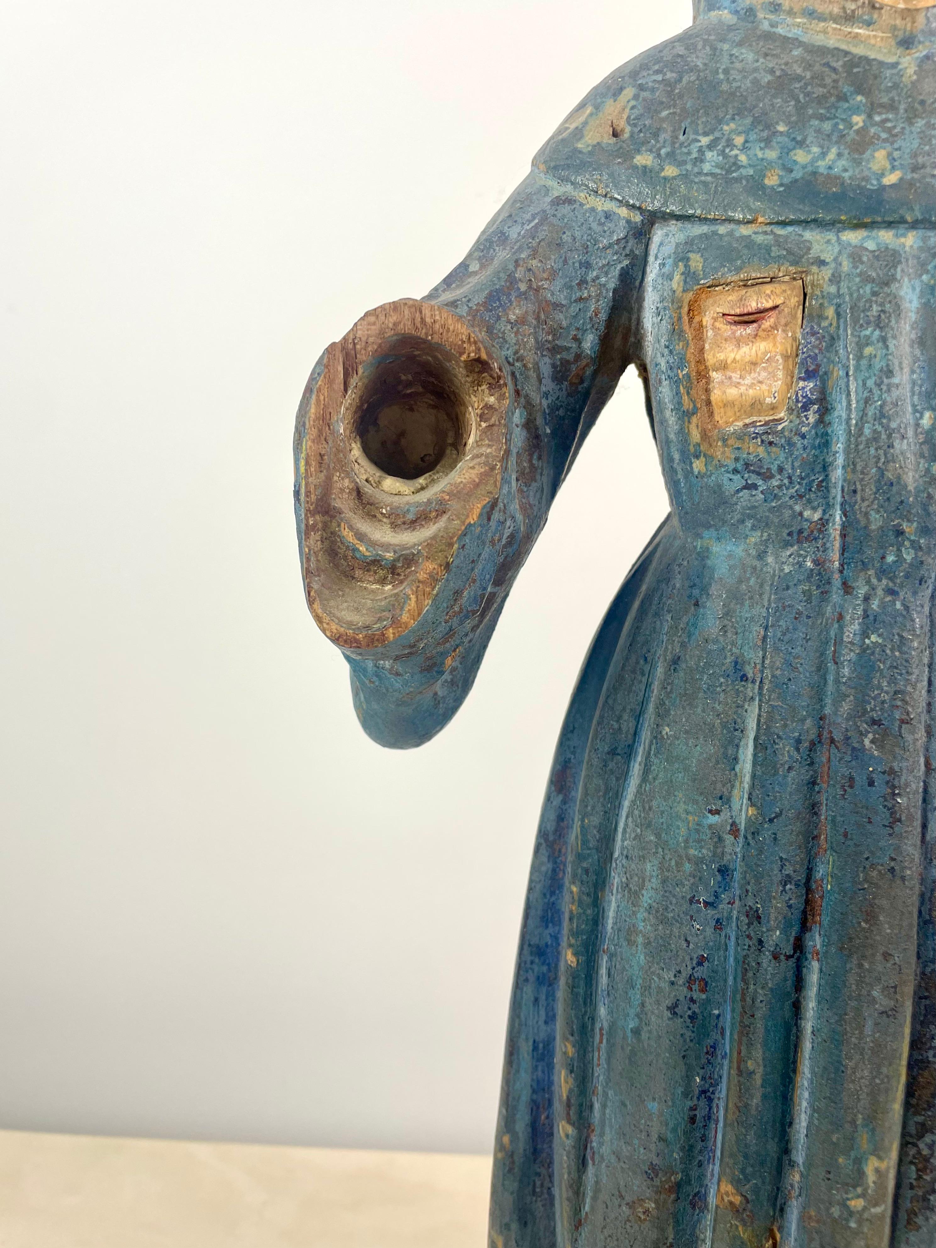 Wood Statue sculpture of Saint Francis of Assisi. Polychrome wood. 17th/18th Spain