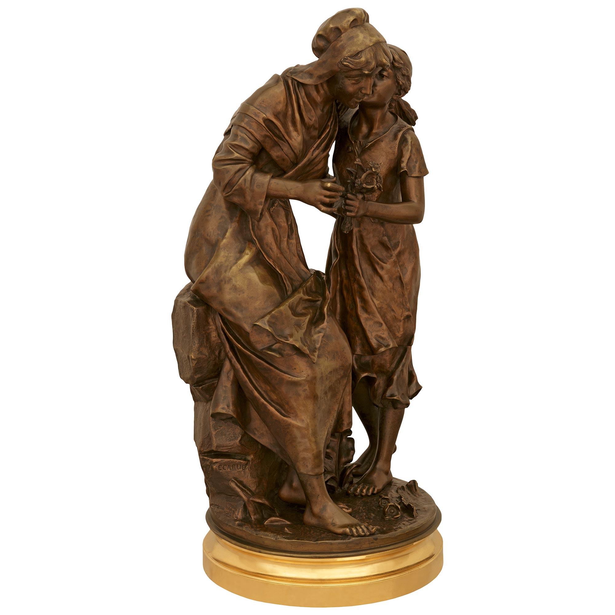 French statue titled Fête de la Petite Mère, signed by Émile Nestor Joseph Carlier For Sale