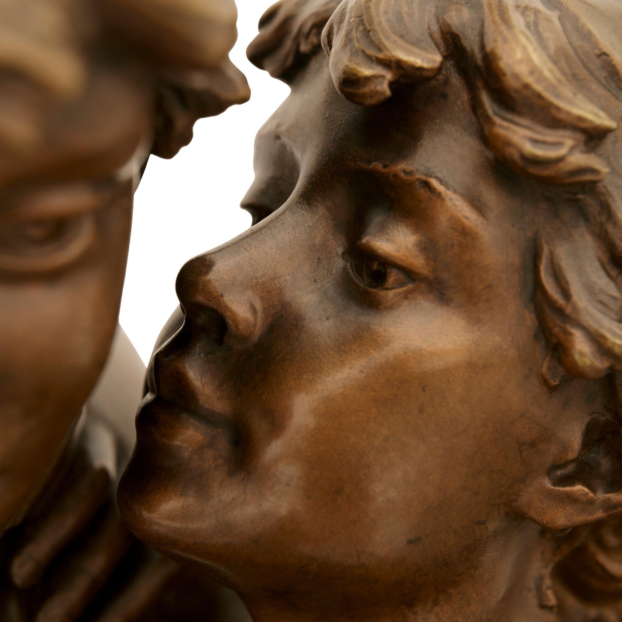 statue titled Fête de la Petite Mère, signed by Émile Nestor Joseph Carlier In Good Condition For Sale In West Palm Beach, FL