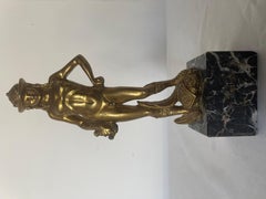 Gilded bronze statuette "David of Donatello" on black marble base