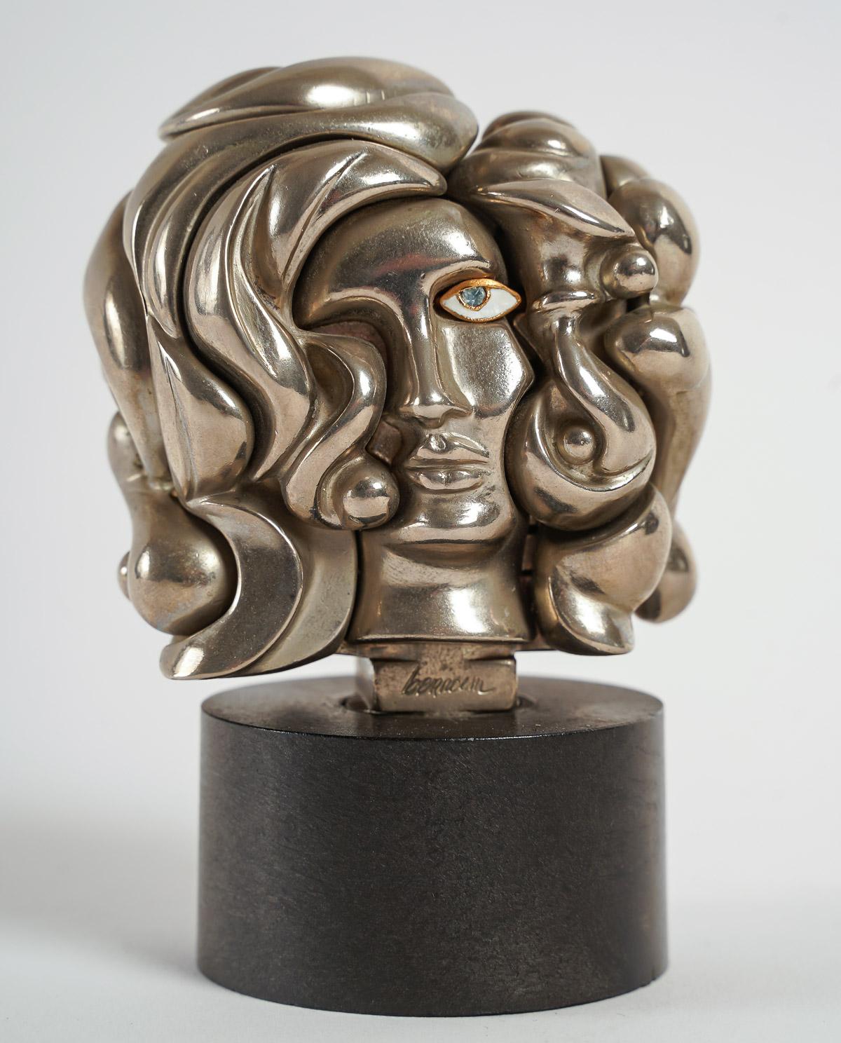 Spanish Statuette by Miguel Berrocal, Head of a Woman For Sale