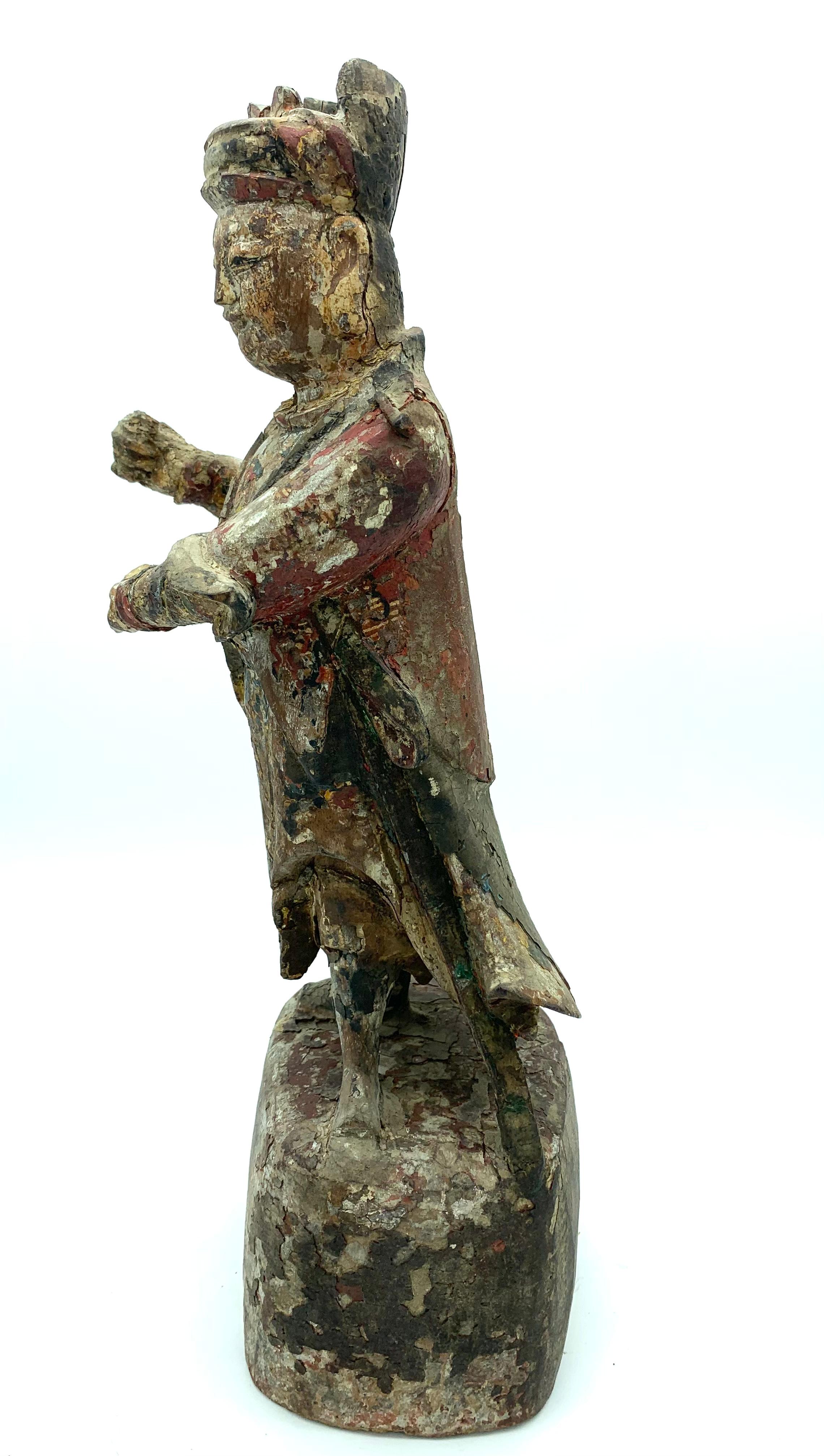 Polychromed Statuette of a Chinese Man Wood Ming Dynasty XVIIe Century