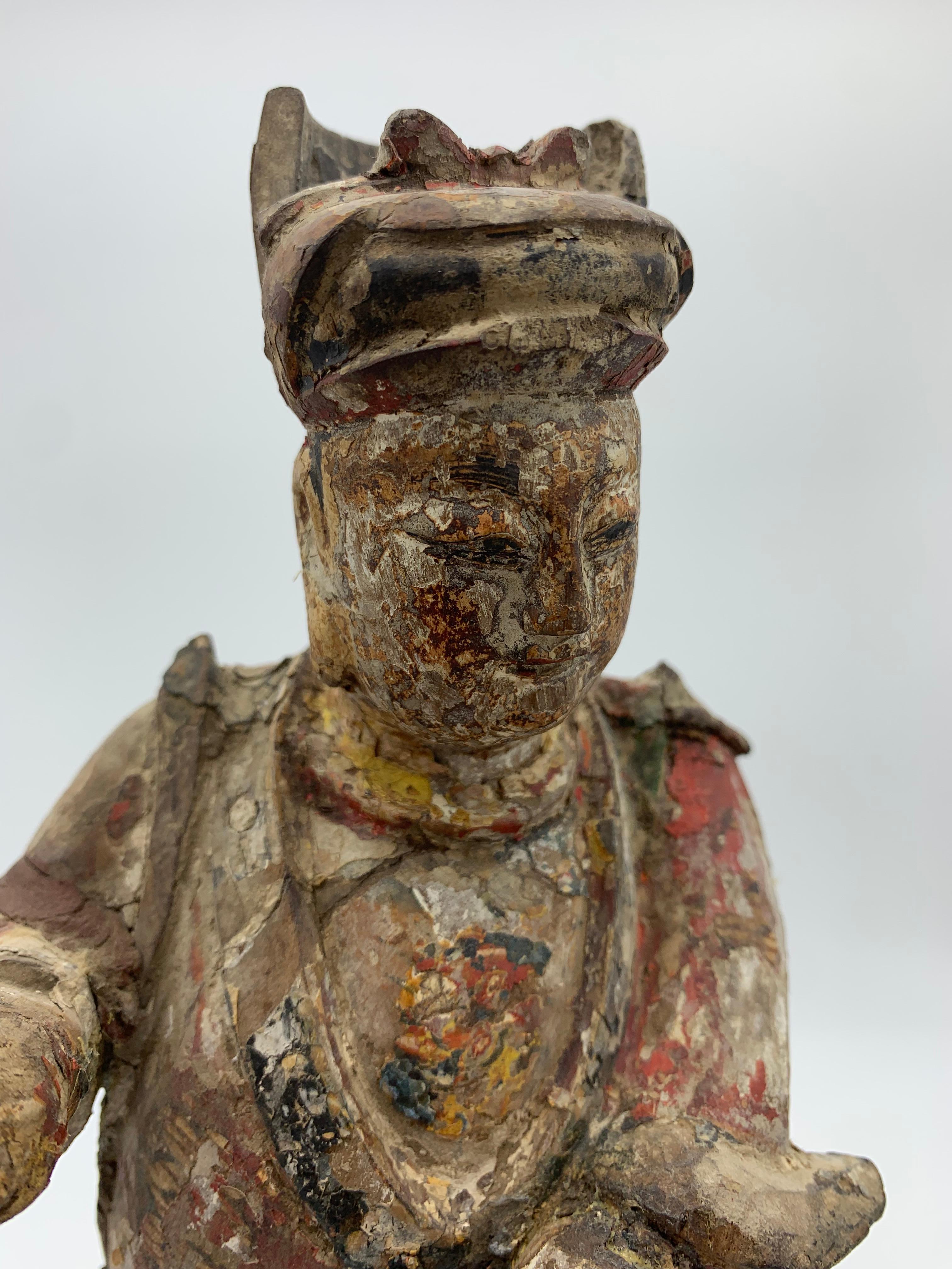 Statuette of a Chinese Man Wood Ming Dynasty XVIIe Century 2