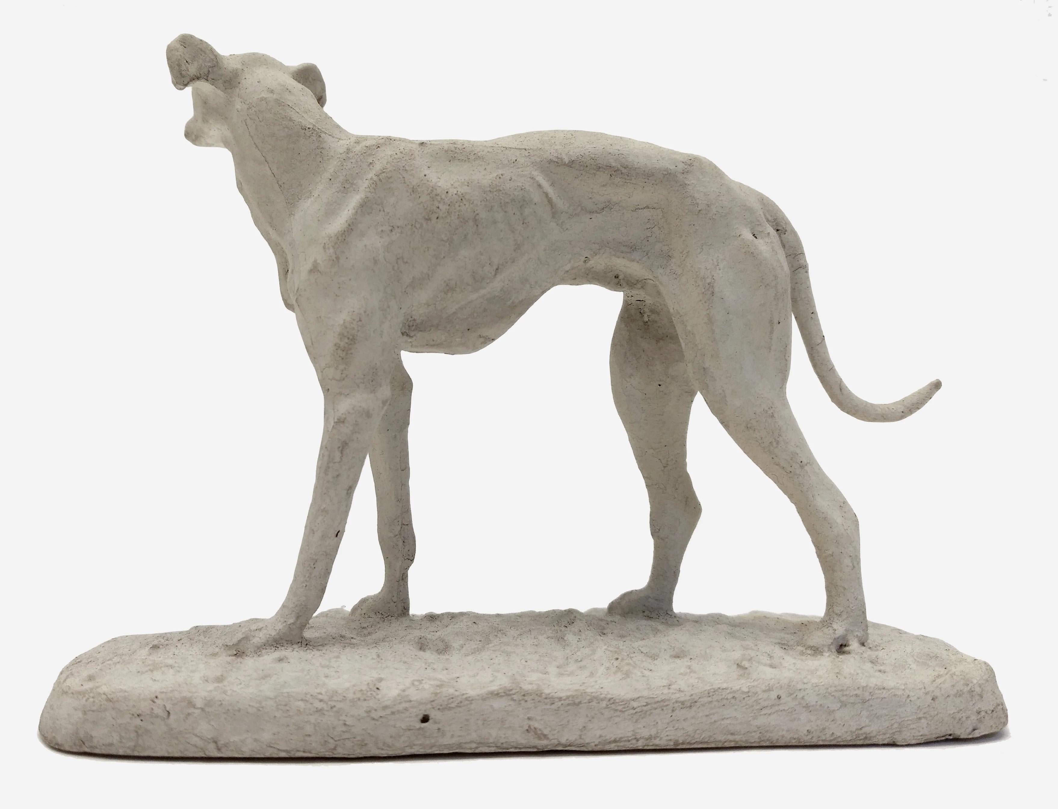 Statuette of a greyhound in plaster by Pierre-Jules Mêne, France circa 1850 In Good Condition For Sale In Paris, FR