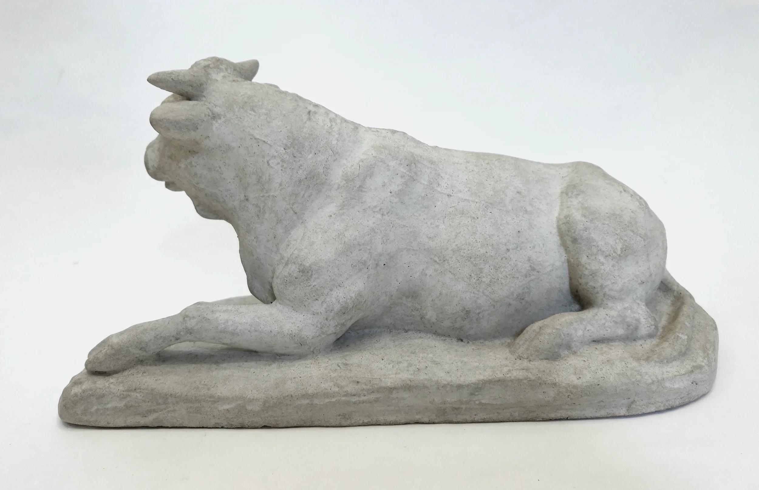 Late 19th Century Statuette of a reclining cow, studio plaster cast France, circa 1880 For Sale
