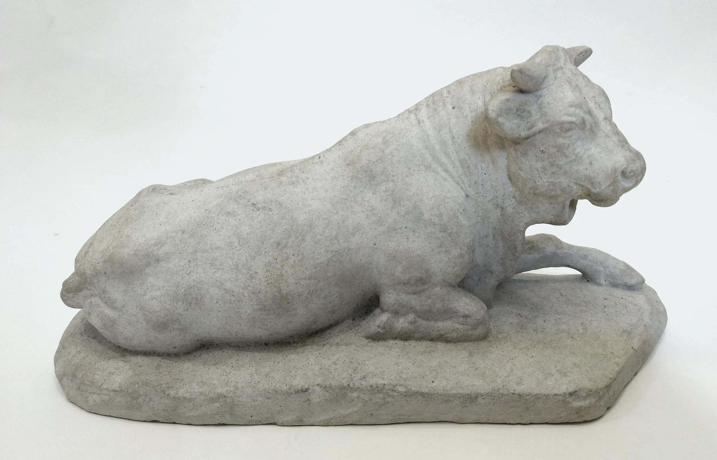 Plaster Statuette of a reclining cow, studio plaster cast France, circa 1880 For Sale
