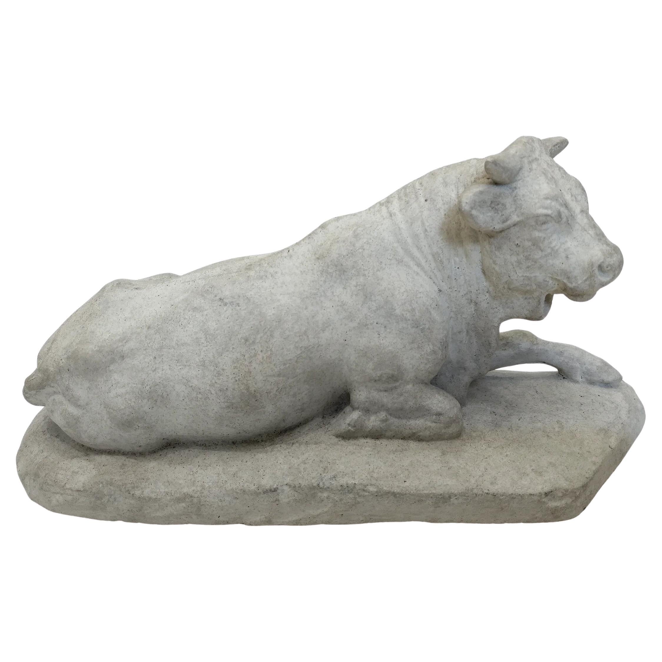 Statuette of a reclining cow, studio plaster cast France, circa 1880