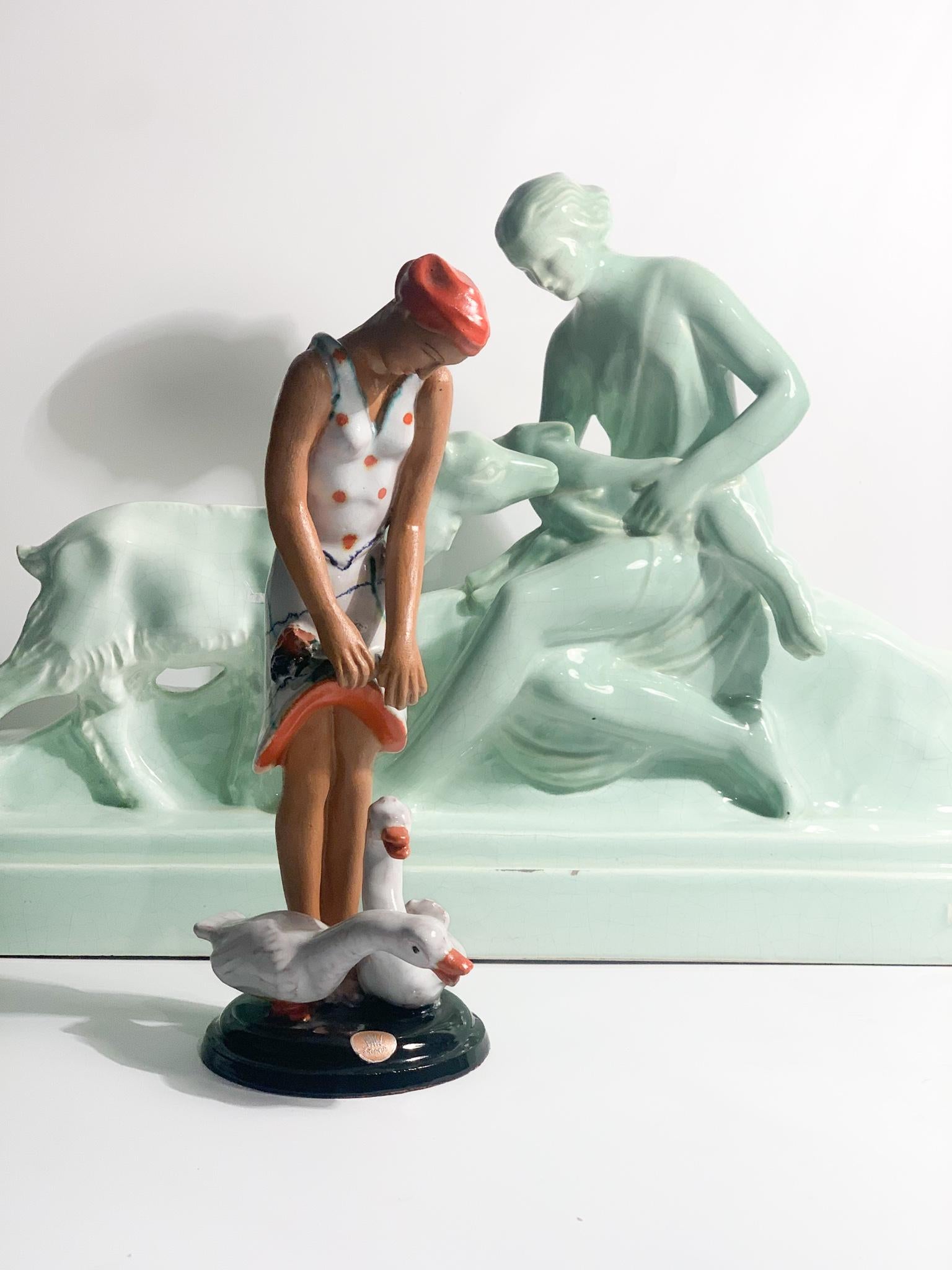 Statuina Decò di Dama in Ceramica di Brandi Anni 40 8