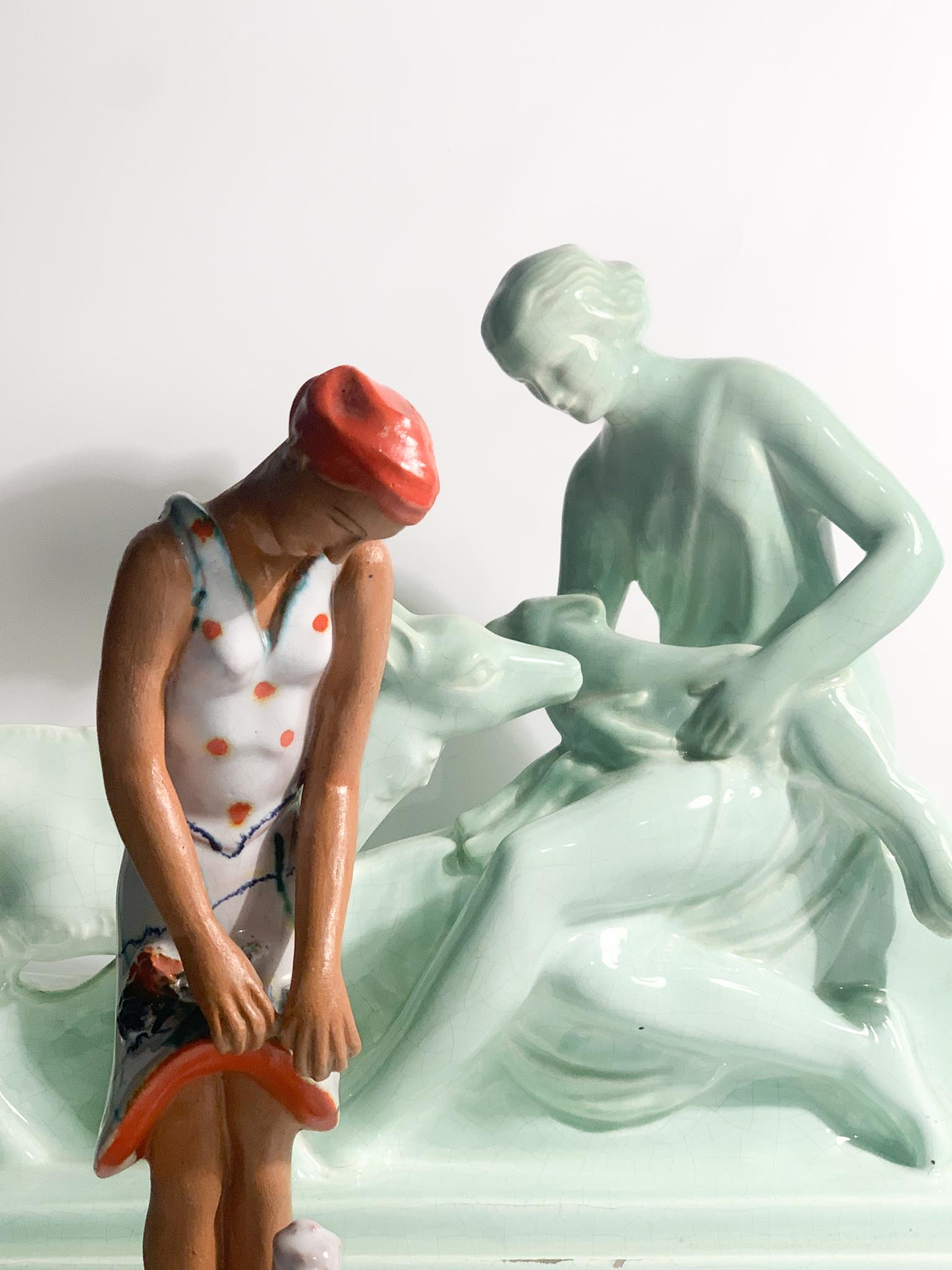 Statuina Decò di Dama in Ceramica di Brandi Anni 40 9